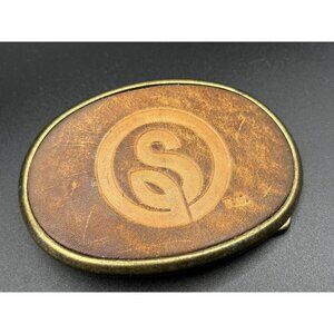 Stauffer Seeds 1982 Good neighbor Days Brass Leather Belt Buckle Oval Ed Cid